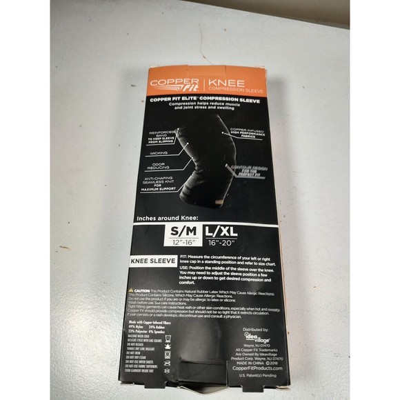 Copper Fit Elite Copper Infused Knee Compression Sleeve S/M - Picture 6 of 7
